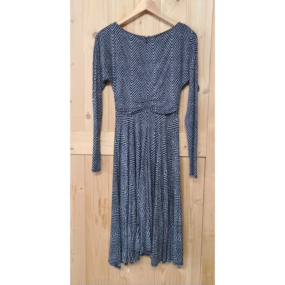 Tracy Reese Dress Womens S Grey Black Chevron Long Sleeve Fit Flar - Picture 2 of 6